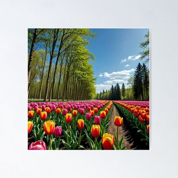 Tulips Flower Field Poster, Poster Only