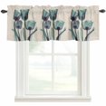 thumbnail image 1 of Tulips Flowers Abstract Window Valance Curtain Green Spring Plant Leaf Rod Pocket Short Curtain for Living Room, Bedroom & Kitchen Window Decor 60x18in, 1 of 8