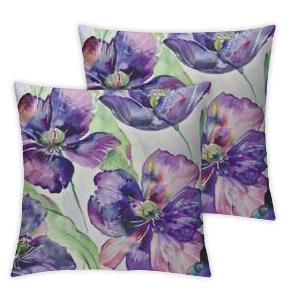 Tulips Flowers Purple Satin Pillowcase for Hair and Skin Silk Pillowcase Pillow Case with Envelope Closure Throw Pillow Cover for Sofa Bedroom Couch Home Car Decor - Standard,