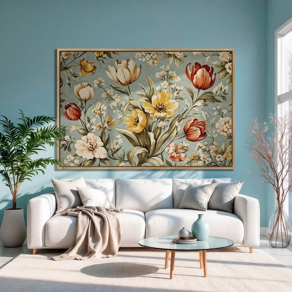 Tulips Poster: Botanical Floral Wall Art, Unframed Canvas Size 12x18