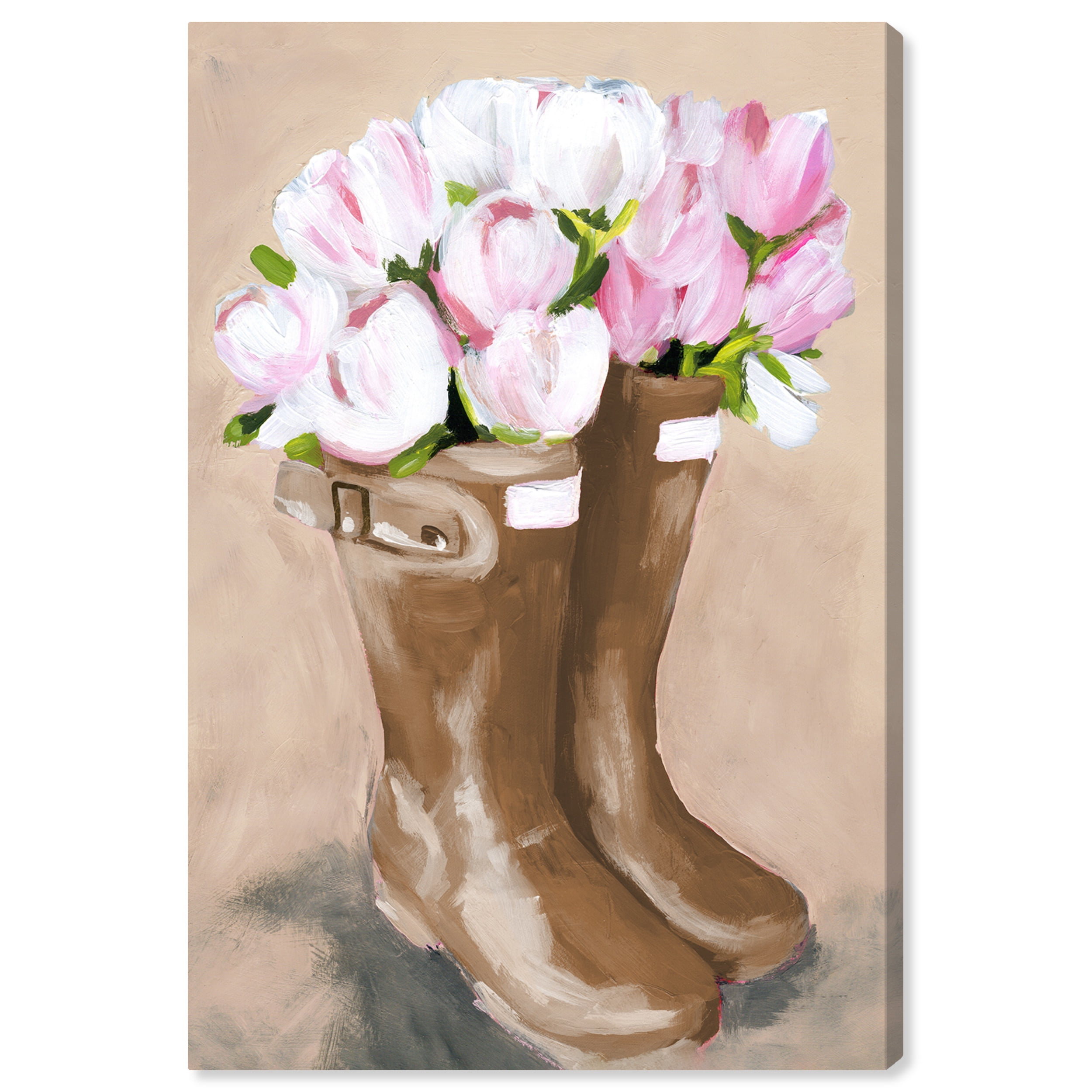 Tulips & Rainboots Brown Fashion and Glam Wall Art Print Pink 16x24