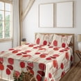 thumbnail image 1 of Ambesonne Tulips Fitted & Flat Sheet with Shams 4 Pcs Set, Simple Blooms Pattern Art, Calking, Dark Coral Eggshell, 1 of 5