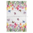 thumbnail image 1 of Tulips Spring Floral 1 Pack Kitchen Towel, Water Absorbent Dish Towel, Pastoral Flowers Butterfly Wooden Decorative Hand Towels - Quick Drying Cloth for Cooking Baking, 18x28 Inch, 1 of 8