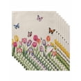thumbnail image 1 of Tulips Spring Floral Cloth Napkins Set of 8 Reusable Dinner Napkins, Pastoral Flowers Butterfly Rustic Cocktail Napkin Washable Table Napkins for Wedding/Holiday Party/Baby Shower 20"x20", 1 of 7