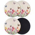 thumbnail image 1 of Tulips Spring Floral Coasters Set of 4, Absorbent Coasters for Drinks, Pastoral Flowers Butterfly Rustic Coaster for Desk Coffee Table Protection, Home Decor House Warming Gifts 4", 1 of 8