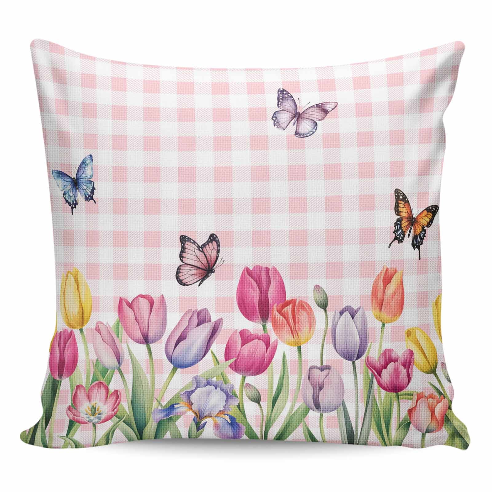 Tulips Spring Floral Pillow Covers 16x16 Inch Decorative Throw Pillow ...