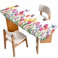 thumbnail image 1 of Tulips Spring Floral Table Cloths for 8 Foot Rectangle Tables, Pastoral Flowers Butterfly Farmhouse Patio Waterproof Elastic Fitted Tablecloths, Washable Rectangular Table Cover for Camping, 1 of 8