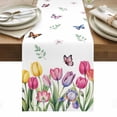 thumbnail image 1 of Tulips Spring Floral Table Runner - 70 Inch Long, Kitchen Dining Table Runner Dresser Scarves, Pastoral Flowers Butterfly Farmhouse Farmhouse Decor for Coffee Tables Wedding Party Banquet, 1 of 8