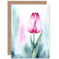 thumbnail image 1 of Tulips Watercolour Paint Flower Pink Greetings Card Plus Envelope Blank inside, 1 of 3