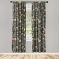 thumbnail image 1 of Tulips Window Curtains, Fantasy Themed Blooming Flowers Vintage with Leaves Greenery Print Bohemian, Lightweight Decor 2-Panel Set with Rod Pocket, Pair of - 28"x84", Cadet Blue Salmon, by Ambesonne, 1 of 3