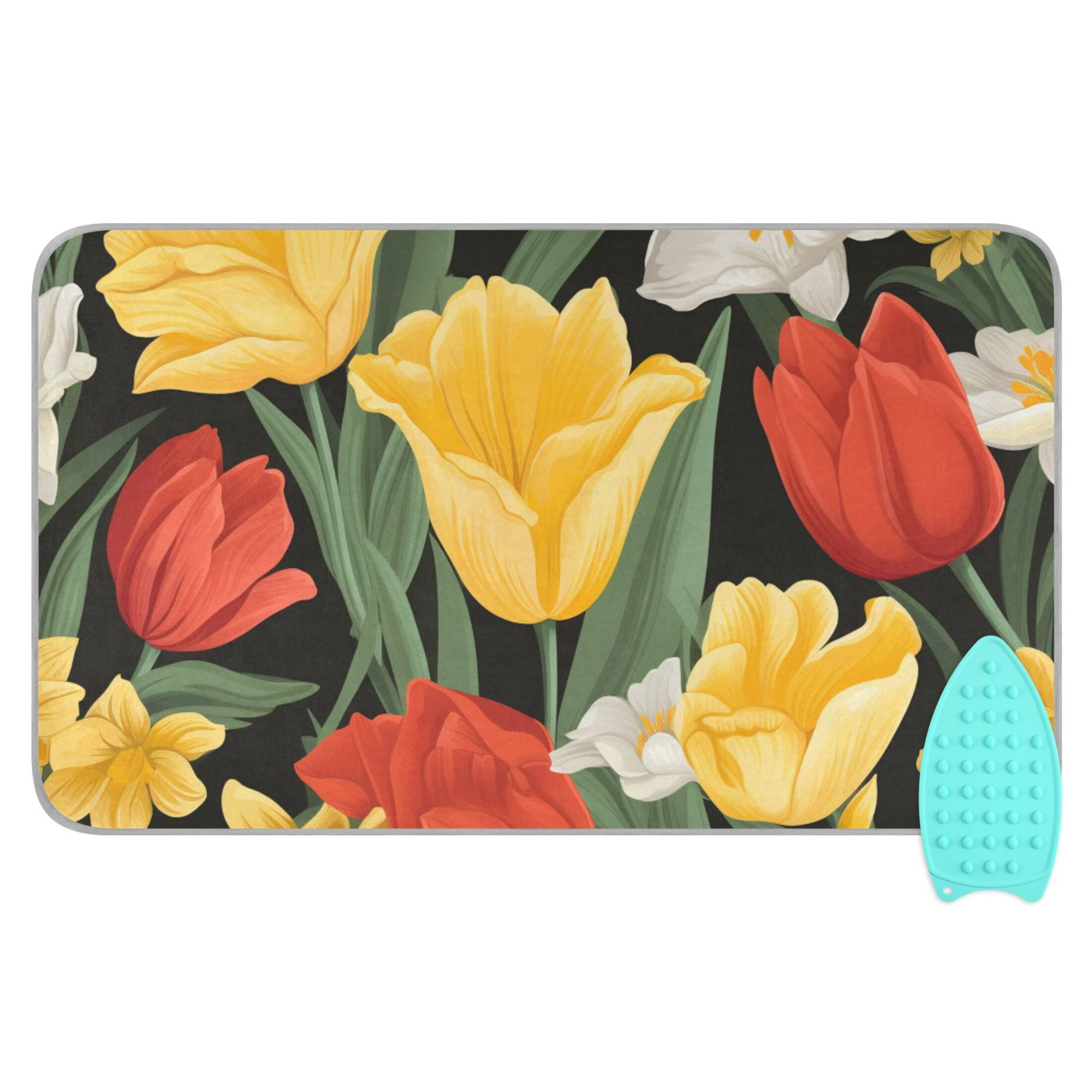 Tulips and Daffodils Ironing Mat Blanket for Table Top Travel Portable Ironing Board Pad 47.2x27.6 Inch