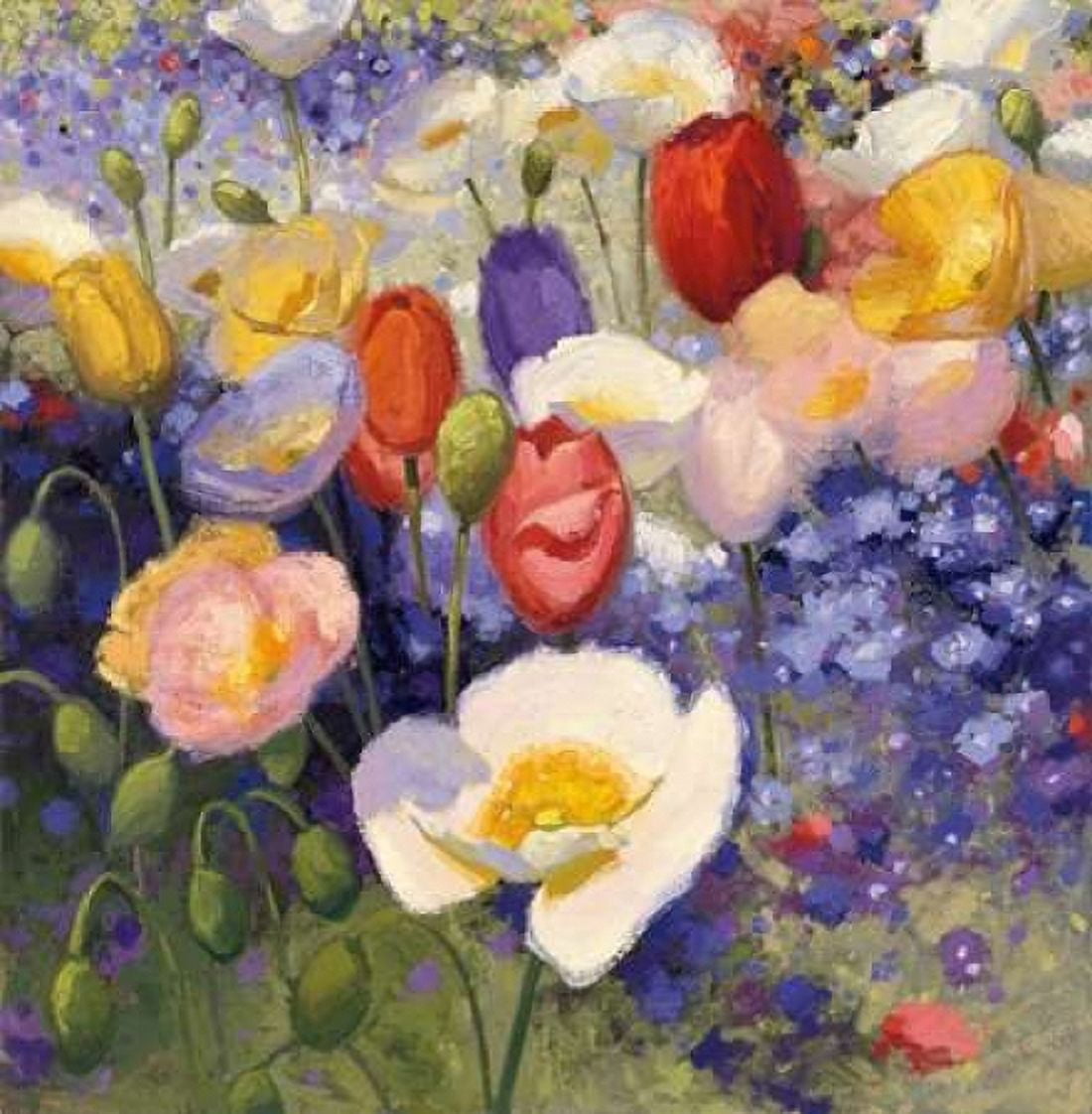 Tulips and Poppy Party Canvas Art - Shirley Novak (24 x 24)