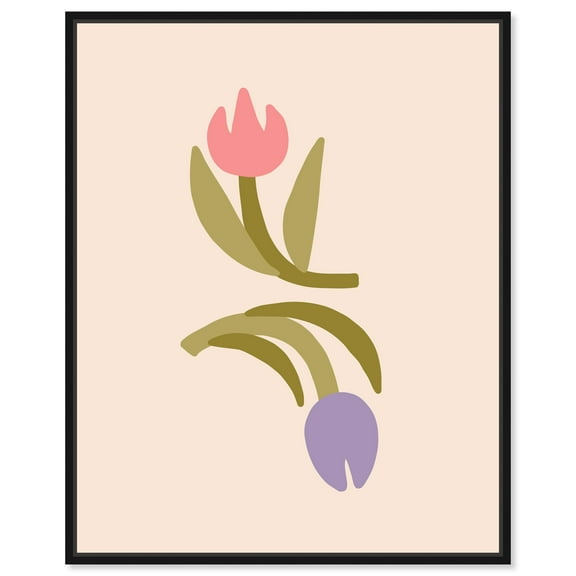 Tulips for my Twenties Canvas Trendy Retro Posters by Art Remedy, Black Frame, 16 x 20