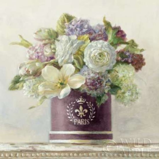 Tulips in Aubergine Hatbox Canvas Art - Danhui Nai (24 x 24)