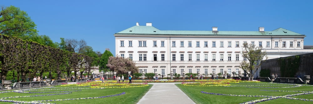 Tulips in Mirabell Garden Mirabell Palace Salzburg Salzburger Land Austria Canvas Art - Panoramic Images (36 x 12)