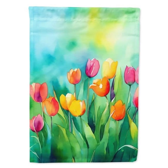 Tulips in Watercolor Garden Flag 11.25 in x 15.5 in