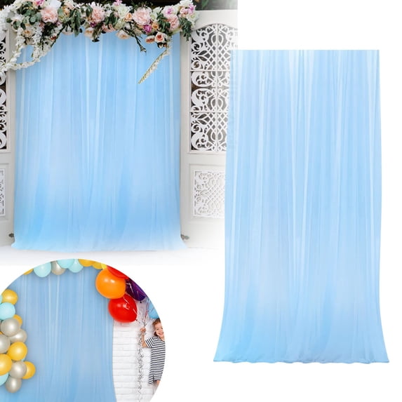 Tulle Backdrop Curtains for Wedding Decor - Sheer Voile Fabric Drapes for Photo Background, Baby Shower, Birthday Party, and Bridal Ceremony Decorations (Blue,29.5x106.3") Home Decor