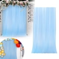 thumbnail image 1 of Tulle Backdrop Curtains for Wedding Decor - Sheer Voile Fabric Drapes for Photo Background, Baby Shower, Birthday Party, and Bridal Ceremony Decorations (Blue,29.5x98.4") Home Decor, 1 of 5