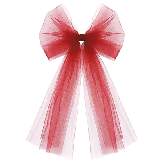 Tulle Bow,11.8x7.8 Inch Double Layer Tulle Christmas Bows,Soft Fabric Pre‑Formed Christmas Bow Knot,Decorative Sheer Ribbon Bow Decor,Coquette Tulle Holiday Bow Decoration for Party,Tree