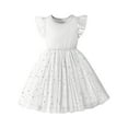 thumbnail image 1 of Tulle Dress for Girls Party Outfits Strars Print Ruffle Sleeve Princess Multi-layered Tutu Sundress (9 Years, White), 1 of 7