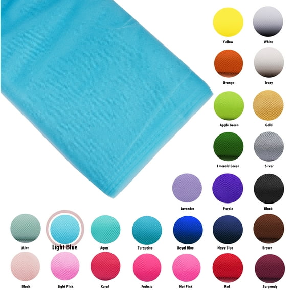 Tulle Fabric Bolt 54"X40yds Wedding Bridal Party Favor Decoration Tutu Craft (Light Blue)