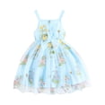 thumbnail image 1 of Tulle Fairy Dresses for Girls Sleeveless Floral Embroidered Dress Party Cute Summer Casual Photoshoot Dress, Blue, 2 Years, 1 of 3