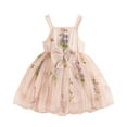 thumbnail image 1 of Tulle Fairy Dresses for Girls Sleeveless Floral Embroidered Dress Party Cute Summer Casual Photoshoot Dress, Pink, 4 Years, 1 of 7