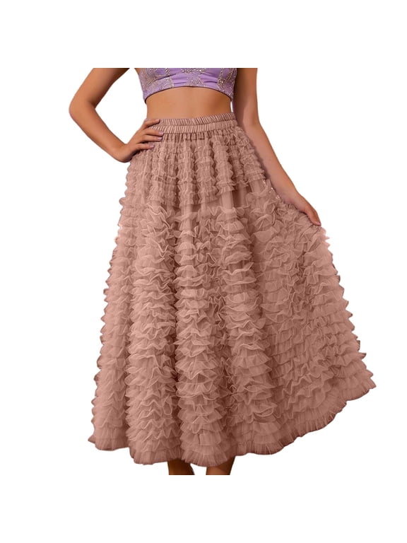 Tulle Maxi Skirts for Women, High Waist Flowy Elegant Long Tutu Party Skirt