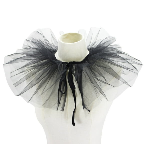Tulle Ruffled Neck Collar Clown Mesh Choker Ruffle Collar Medieval Victorian Costume Collar