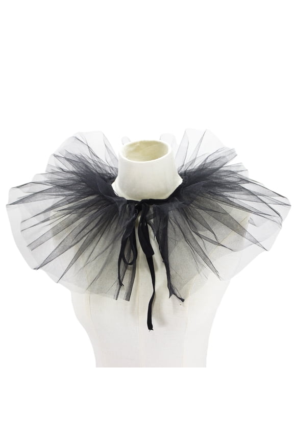Tulle Ruffled Neck Collar Clown Mesh Choker Ruffle Collar Medieval Victorian Costume Collar