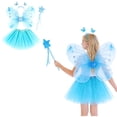 thumbnail image 1 of Tulle Skirt for Girls Layers Blue Tutu Sparkly Sequin Skirt with Wings and Hairband Elastic Waist Tulle Ballet Skirts Kid Dress Up Birthday Party 3-10 Years, 1 of 3