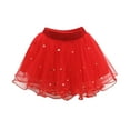 thumbnail image 1 of Tulle Skirt,Girls Mesh Skirt Spring Design Nailed Beads Pengpeng Base Girls All Seasons Skirt for Casual Wear Party Festive Occasions and Everyday Use,Tutu for Girls,Red,5-6 Years, 1 of 3