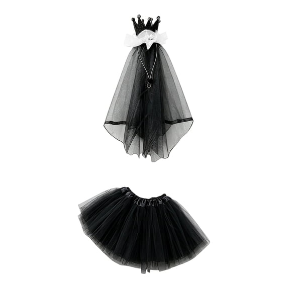 Tulle Skirt Goose Outfit, Garden Goose Costume 2-Piece Mesh Skirt Set for Wedding & Birthday Party, Lawn Porch Statues Accessories (23-Inch), Black