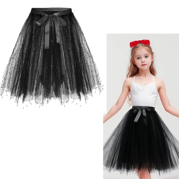 Tulle Skirt Layered Black Tutu Sparkle Skirt Elastic Waist Ballet Dance Dress Princess Skirt Birthday Dresses