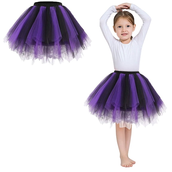 Tulle Skirt Layers Purple Tutu Elastic Waist Princess Ballet Dress Thanksgiving Tutu 6-10 Years