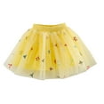 thumbnail image 1 of Tulle Skirt Toddler Girls Elastic Waist Sparkly Cute Party Skirts Cotton Lining Lightweight Little Girl's Clothes, Yellow, 5 Years, 1 of 6