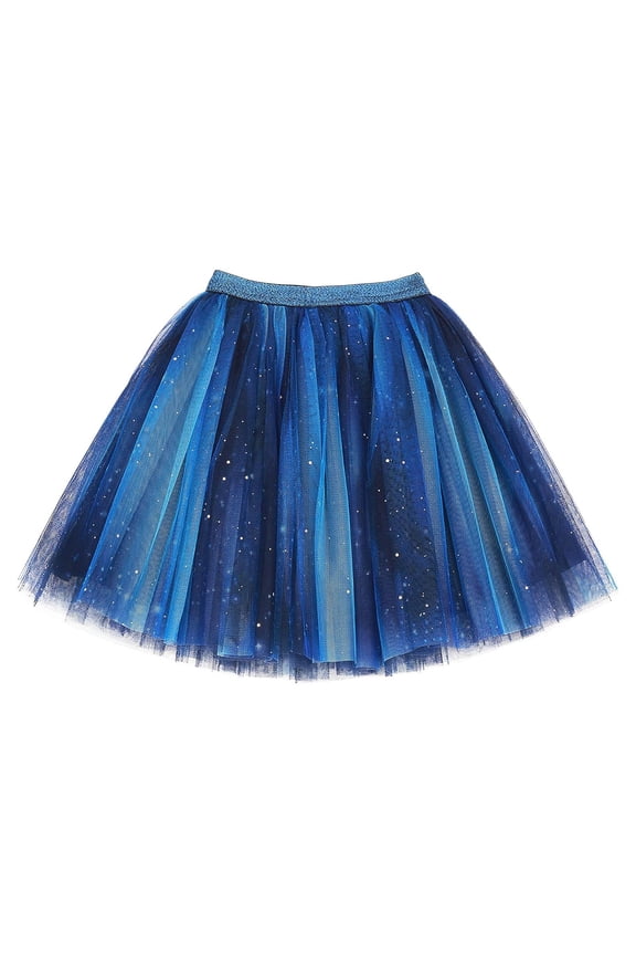 Girls Fashion Sparkling Starry Tutu Skirt Versatile Puffy Half Skirt Childrens Festival Carnival Party Wear,Blue,7-8 Years
