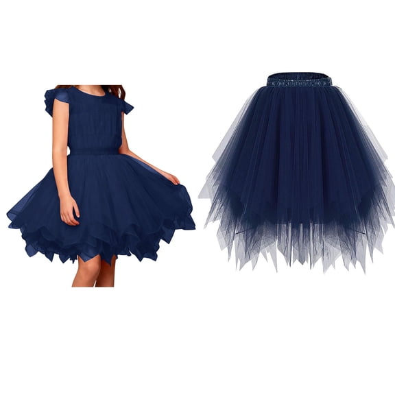 Tulle Skirt for Girls Layered Navy Tutu Elastic Waist Kids Ballet Tutu Girls Party Dress