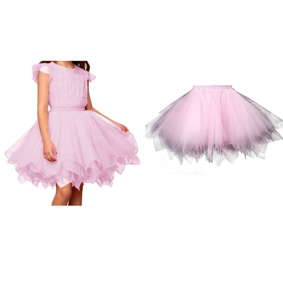 Tulle Skirt for Girls Layered Pink Tutu Elastic Waist Ballet Dance Dress Princess Tutu Girls Party Dress