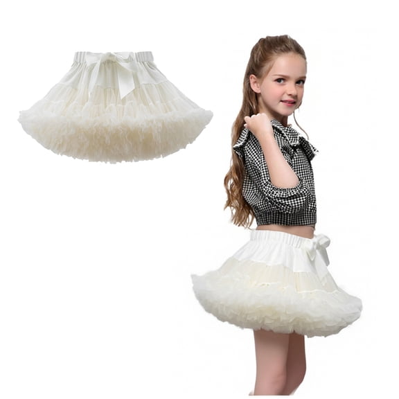 Tulle Skirt for Girls Layers Beige Tutu Elastic Waist Ballet Dance Dress Princess Skirt Birthday Party Dresses 1-3 Years