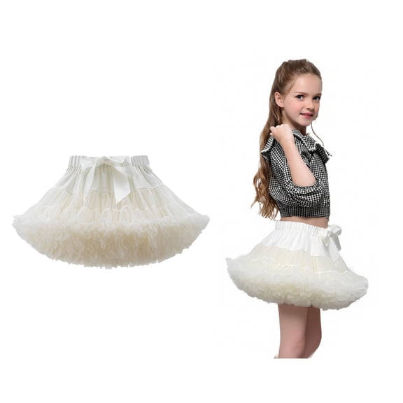 Tulle Skirt for Girls Layers Beige Tutu Elastic Waist Tutu Ballet Skirts Birthday Dresses 1-3 Years