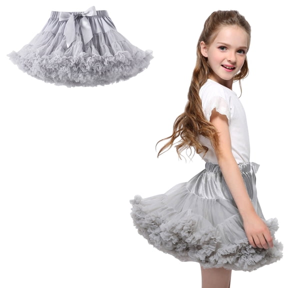 Tulle Skirt for Girls Layers Grey Tutu Elastic Waist Princess Ballet Dance Dress Toddler Dress Up Birthday Party 0-2 Years
