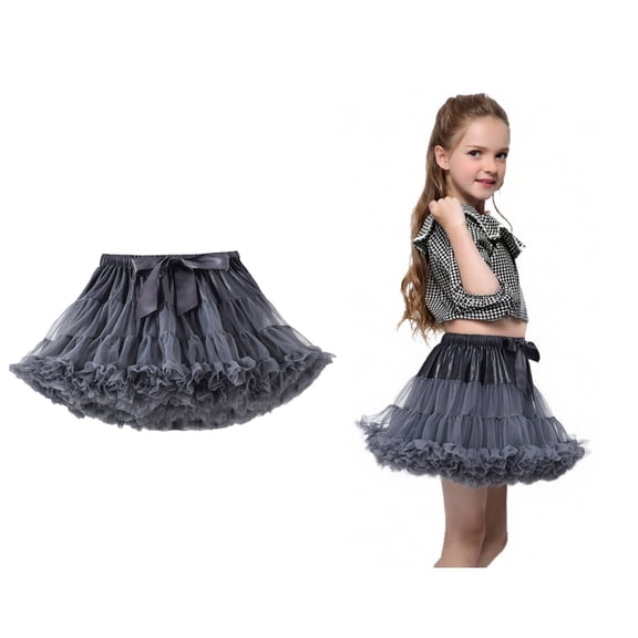 Tulle Skirt for Girls Layers Grey Tutu Elastic Waist Tutu Ballet Skirts Birthday Dress 1-3 Years