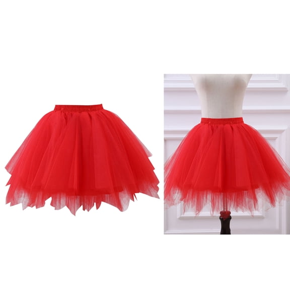 Tulle Skirt for Girls Layers Red Tutu Elastic Waist Ballet Dance Tutu Dress Birthday Party Dresses 2-12 Years