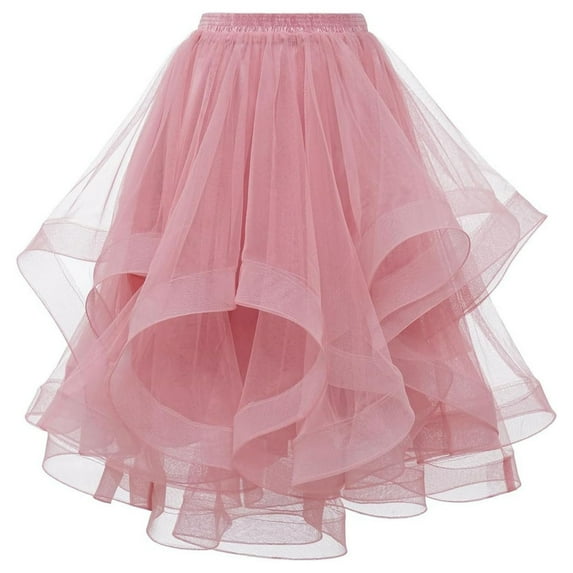 Tulle Skirts for Women, A Line Elastic Waist Tiered Layered Puffy Midi Long Valentine's Party Tutu Skirt Fairy Skirt Tutu