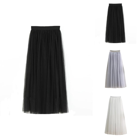 Tulle Skirts for Women Elastic High Waist Mesh Layered A Line Flowy Midi Skirt Tutu Skirt Dancewear