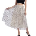 thumbnail image 1 of Tulle Skirts for Women Elastic High Waist Pleated Midi Skirt Layered Polka Dots Print Skirt Mesh A-Line Swing Skirt, S-2XL, 1 of 7