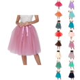 thumbnail image 1 of Tulle Skirts for Women Elastic Waist Lace Up Bow Knee Length Layered Mesh Flowy A Line Tutu Skirts Puffy Skirt Fairy Skirt, 1 of 6