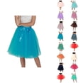 thumbnail image 1 of Tulle Skirts for Women Elastic Waist Lace Up Bow Knee Length Layered Mesh Flowy A Line Tutu Skirts Puffy Skirt Fairy Skirt, 1 of 6
