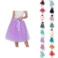 thumbnail image 1 of Tulle Skirts for Women Elastic Waist Lace Up Bow Knee Length Layered Mesh Flowy A Line Tutu Skirts Puffy Skirt Fairy Skirt, 1 of 6